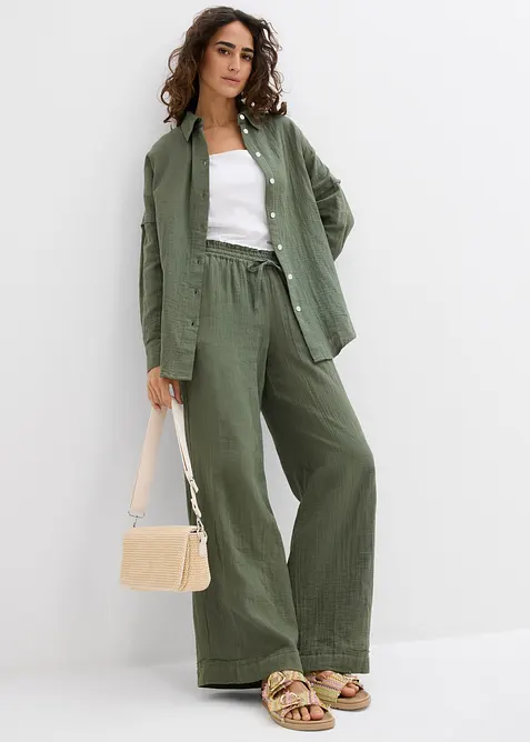 Oversized overhemd van luchtige mousseline, bonprix