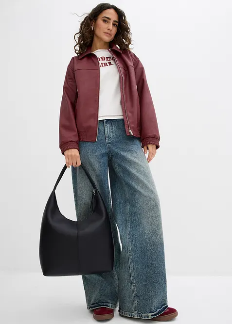 Oversized imitatieleren jas, bonprix