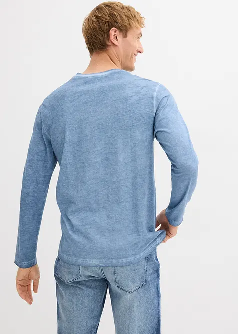 Henley shirt met lange mouwen in washed out look, bonprix