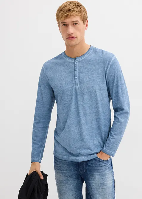 Henley shirt met lange mouwen in washed out look, bonprix