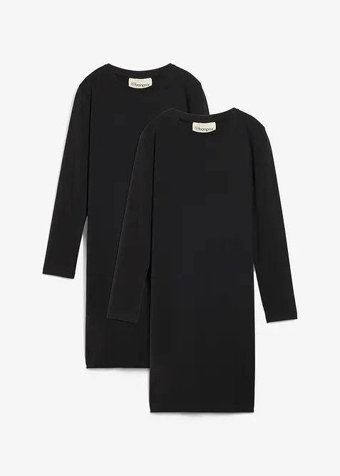 Jersey jurk in een elastische mix met biologisch katoen (set van 2), bonprix