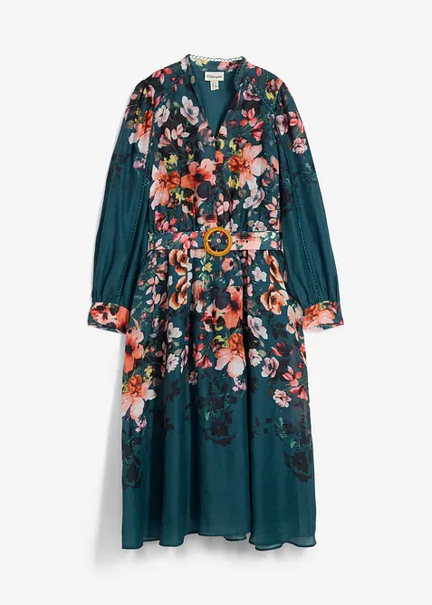 Ramie midi jurk (2-dlg. set met riem), bonprix