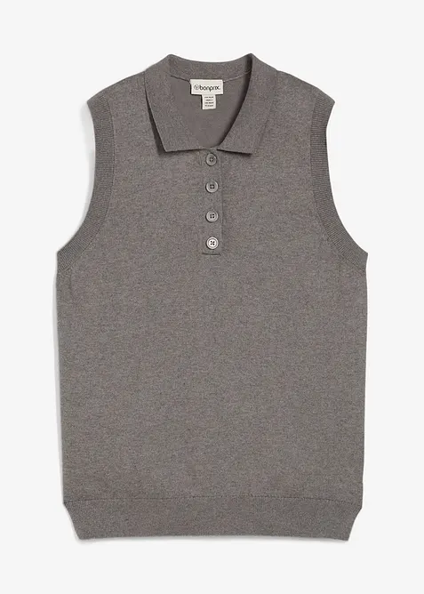 Fijn gebreide top met zijde en polokraag, bonprix