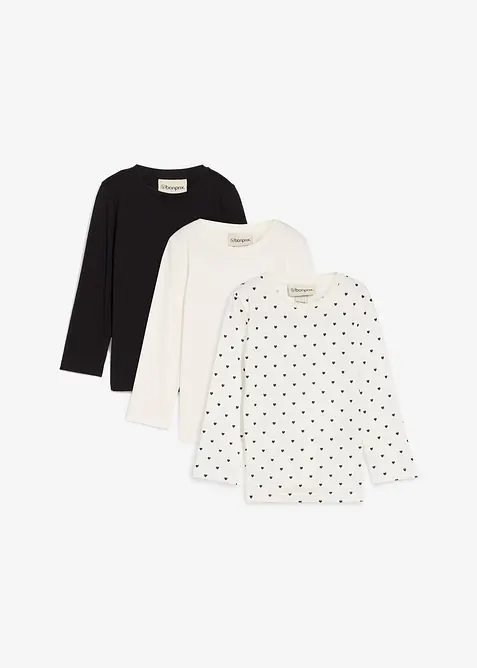 Longsleeve van biologisch katoen (set van 3), bonprix