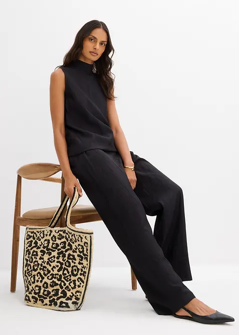 Lange top van gestructureerde viscosemix, bonprix