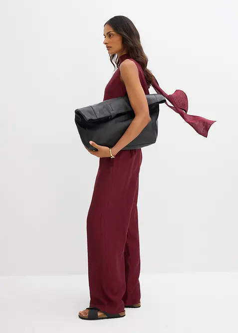 Slip-on broek van viscosemix met structuur, bonprix