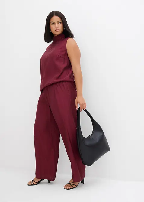 Slip-on broek van viscosemix met structuur, bonprix