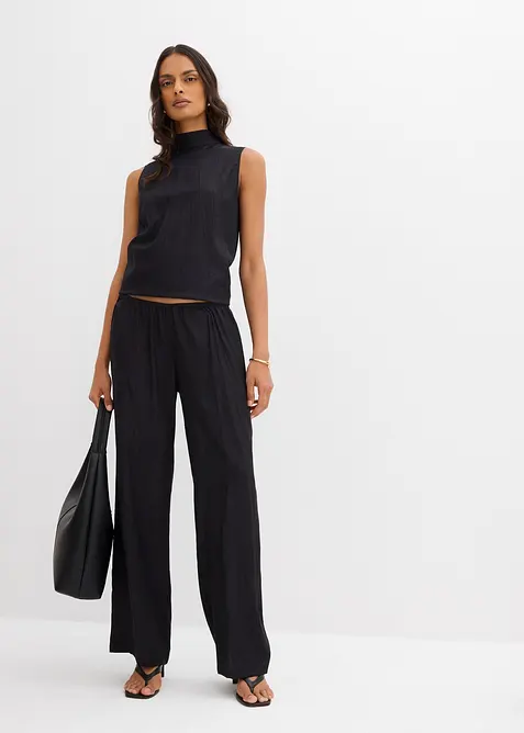 Slip-on broek van viscosemix met structuur, bonprix