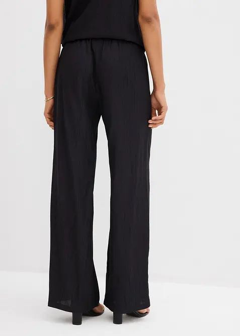 Slip-on broek van viscosemix met structuur, bonprix