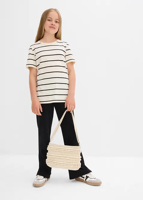 Uitlopende jersey broek van een elastische biologisch katoenmix (set van 2), bonprix