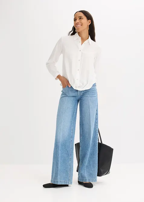 Blouse van gestructureerd materiaal met wikkeldetail, bonprix