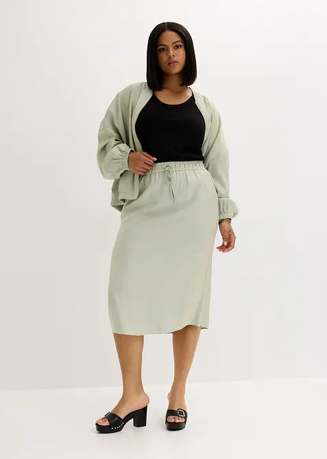 Midi rok van glanzende satijn, bonprix