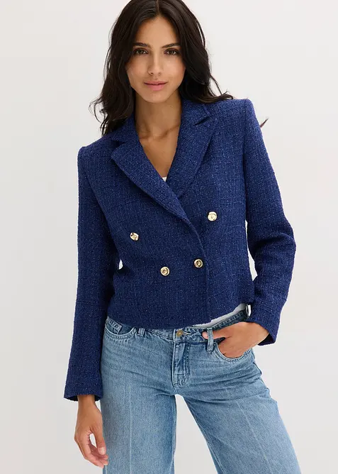 Korte blazer van zacht bouclé, bonprix