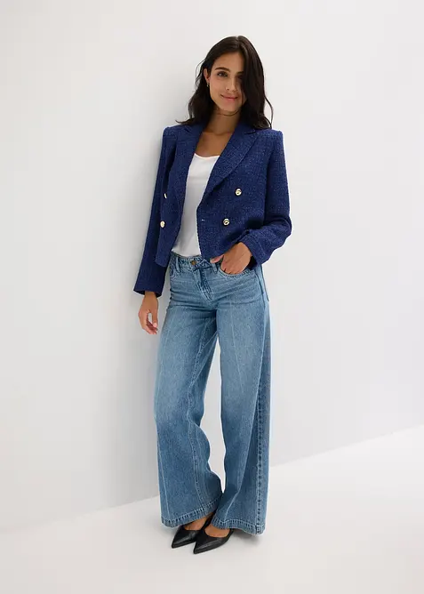 Korte blazer van zacht bouclé, bonprix