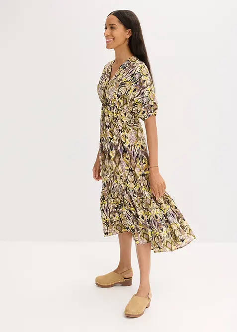 Gedessineerde midi jurk van soepele viscose, bonprix