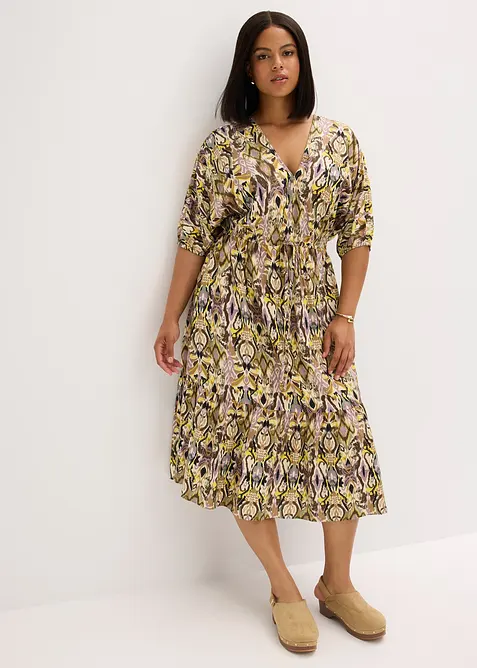 Gedessineerde midi jurk van soepele viscose, bonprix