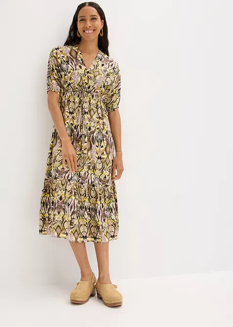 Gedessineerde midi jurk van soepele viscose, bonprix