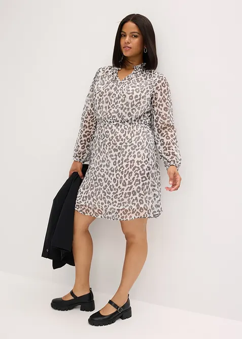 Gedessineerde jurk van chiffon, bonprix