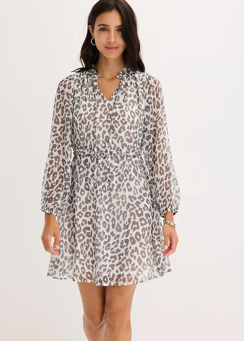 Gedessineerde jurk van chiffon, bonprix