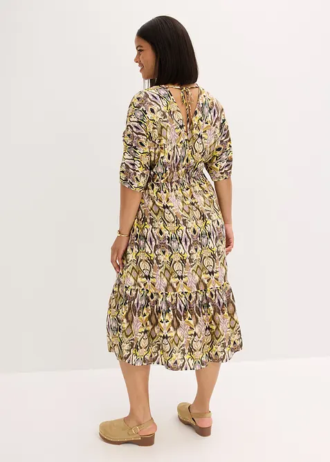 Gedessineerde midi jurk van soepele viscose, bonprix