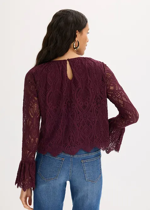 Kanten blouse met volants, bonprix