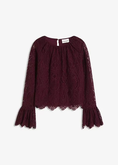 Kanten blouse met volants, bonprix