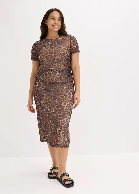 Midi jurk van zachte mesh, bonprix