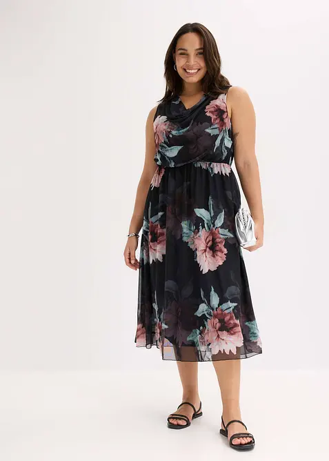 Midi jurk van zacht mesh, bonprix