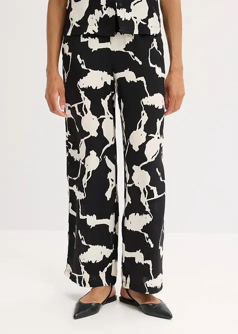 Palazzo broek van soepelvallend satijn, bonprix