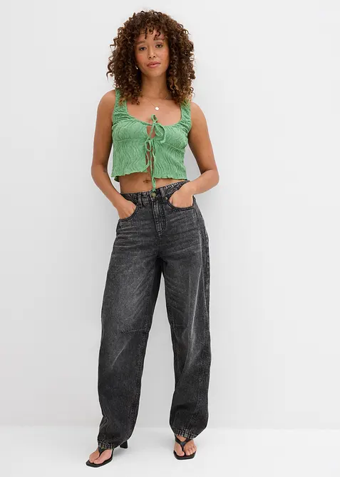 Barrel jeans mid waist, super soft, bonprix