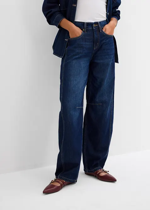 Barrel jeans mid waist, super soft, bonprix