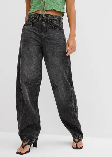 Barrel jeans mid waist, super soft, bonprix