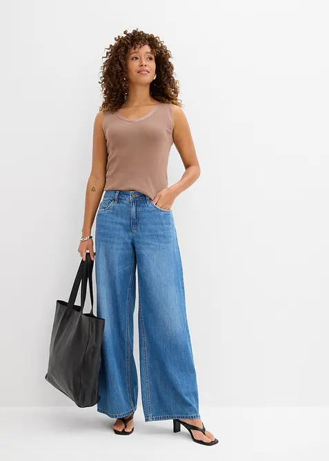 Wide leg jeans mid waist, bonprix