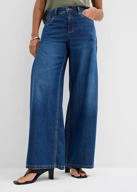 Wide leg jeans mid waist, bonprix