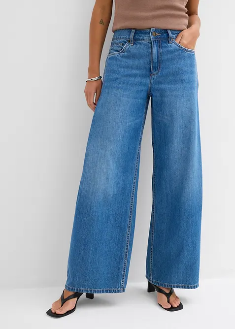Wide leg jeans mid waist, bonprix