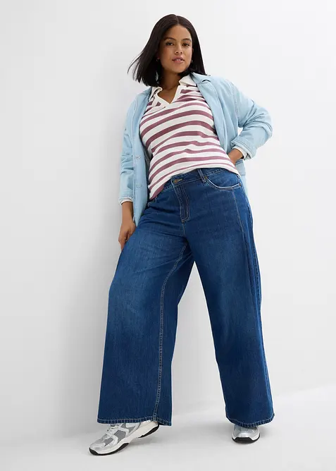 Wide leg jeans mid waist, bonprix