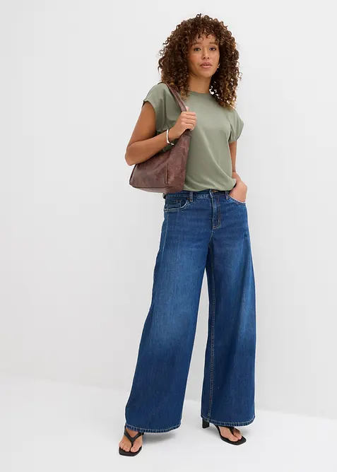 Wide leg jeans mid waist, bonprix