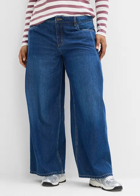 Wide leg jeans mid waist, bonprix