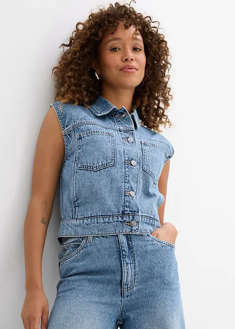 Jeans gilet van katoen, bonprix