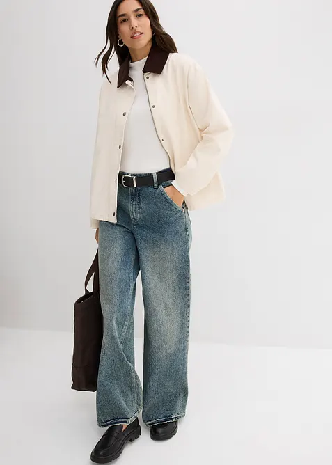 Twill jas met kraag van corduroy, bonprix