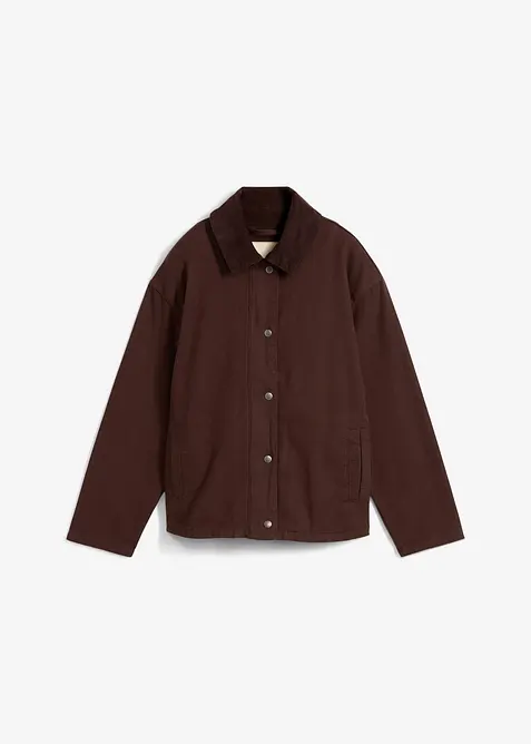 Twill jas met kraag van corduroy, bonprix