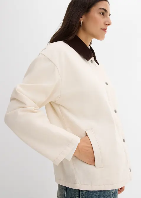 Twill jas met kraag van corduroy, bonprix