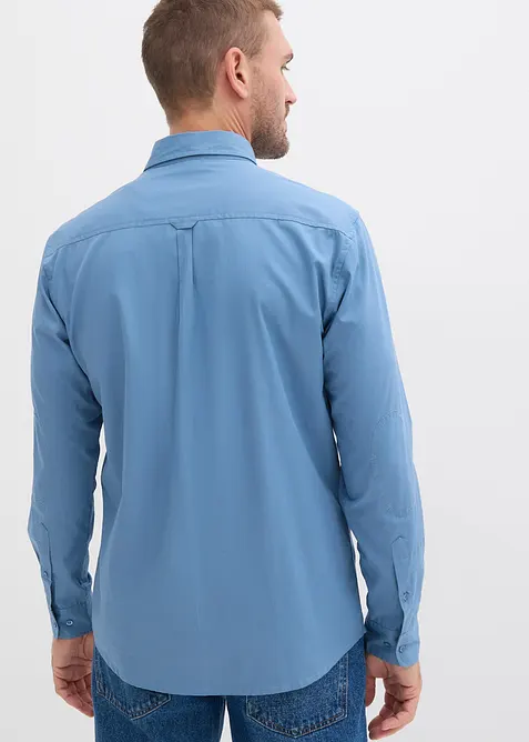 Overhemd met lange mouwen en patches van puur katoen, bonprix