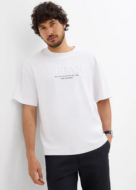 T-shirt met 3D print van puur biologisch katoen, loose fit, bonprix