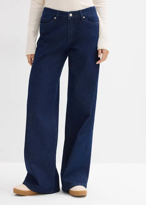 Wide leg jeans, mid waist, low stretch, full length, bonprix
