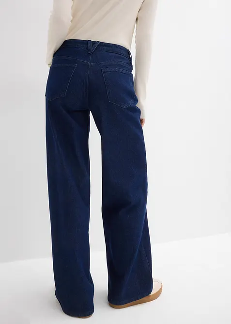Wide leg jeans, mid waist, low stretch, full length, bonprix
