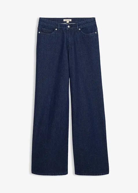 Wide leg jeans, mid waist, low stretch, full length, bonprix