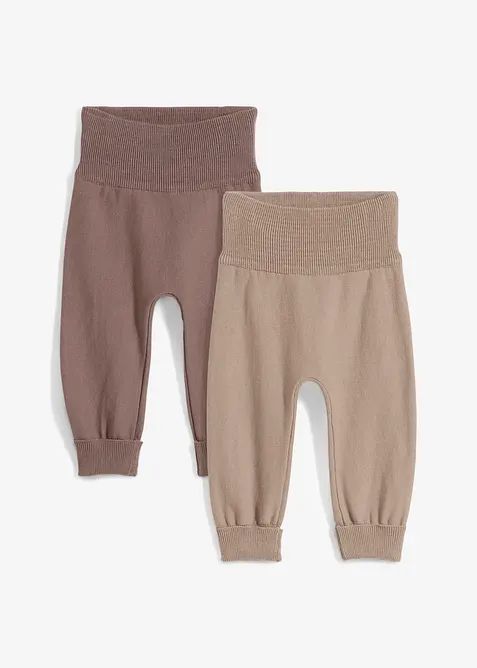 Gebreide baby broek in een katoenmix (set van 2), bonprix