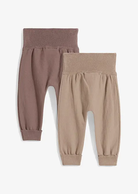Gebreide baby broek in een katoenmix (set van 2), bonprix