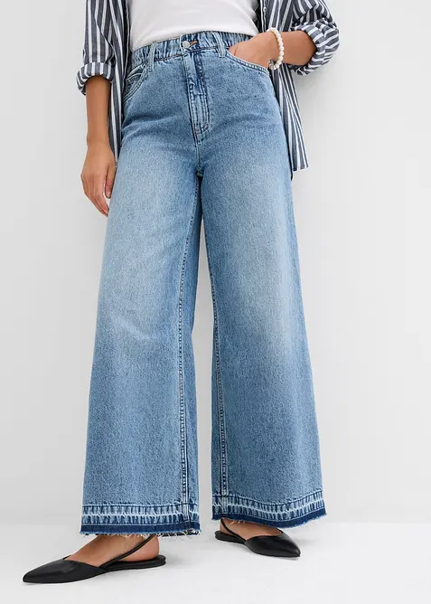 Wide leg jeans high waist, cropped, bonprix